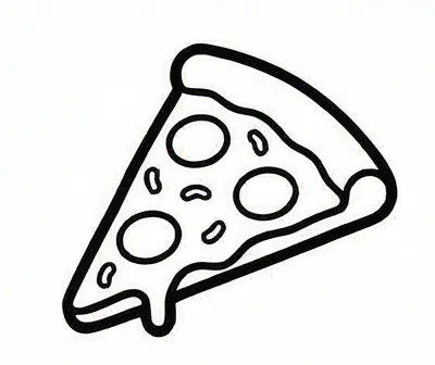 a slice of pizza with a black outline.webp